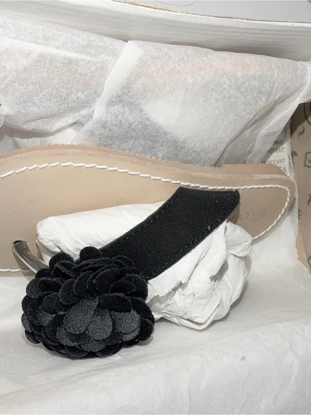 L'Amour Black Flower Thong Sandals Girls Size 10 | Wedding Church Summer